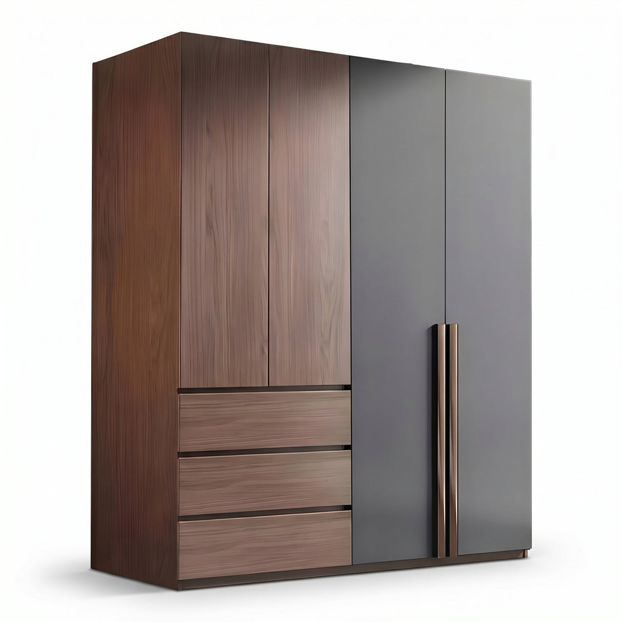 Dulap Sonlen cu 4 usi si 3 sertare, Nuc, 160x52x195 cm