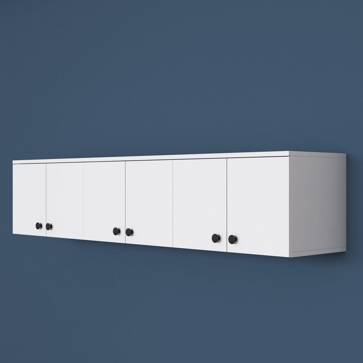 Dulap suspendat 6 usi Svensson, Alb - Nuc Alb, 180x44x38 cm - Alb