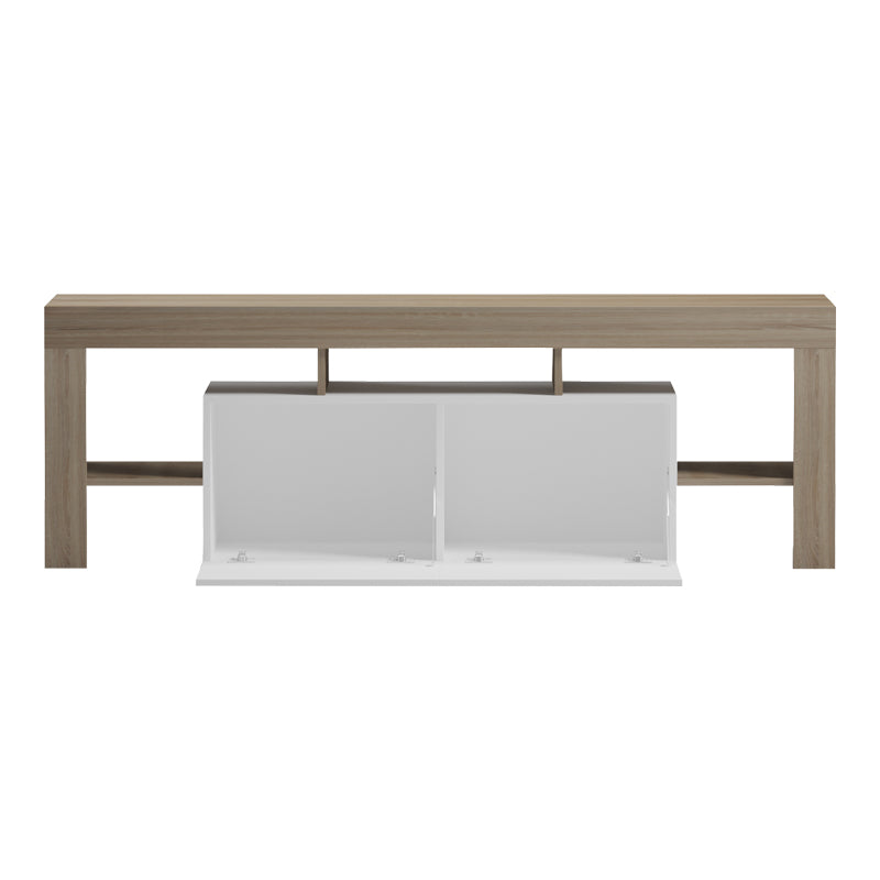 Dulap TV cu funcție de depozitare Liner, Modern, Lemn, Sonoma-Alb, 150x40x50 cm