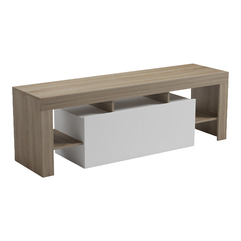 Dulap TV cu funcție de depozitare Liner, Modern, Lemn, Sonoma-Alb, 150x40x50 cm
