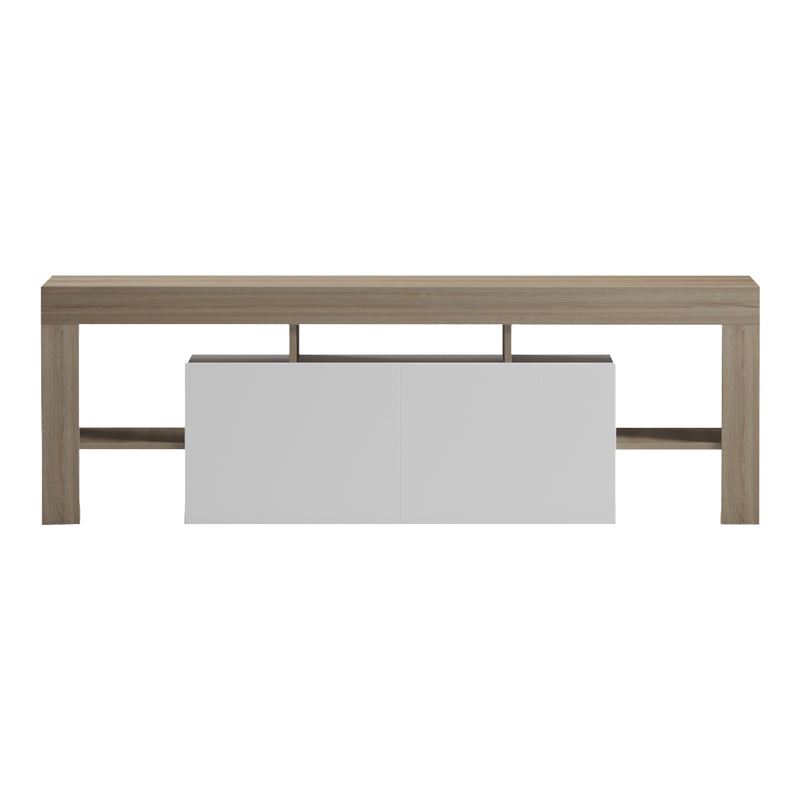Dulap TV cu funcție de depozitare Liner, Modern, Lemn, Sonoma-Alb, 150x40x50 cm