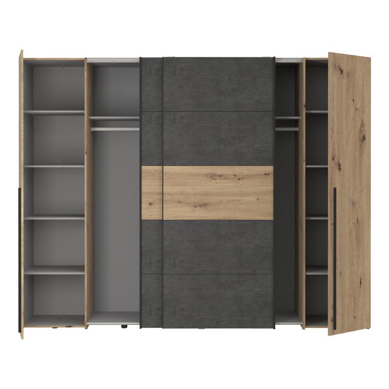 Dulap cu 4 usi Verzo MDF , stejar-alb 270x61x210 cm - Natural