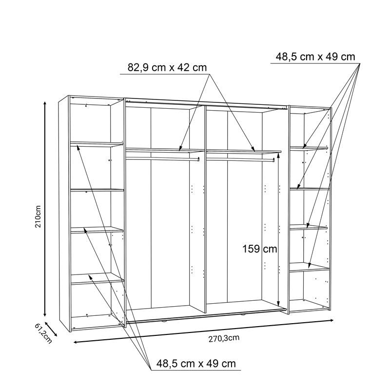 Dulap cu 4 usi Verzo MDF , stejar-alb 270x61x210 cm - Natural