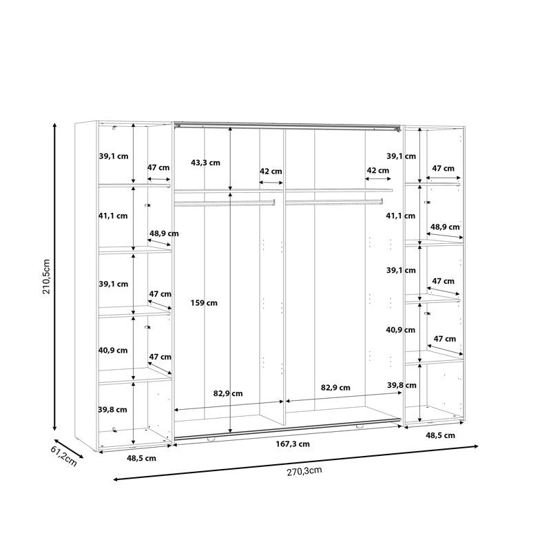 Dulap cu 4 usi Verzo MDF , stejar-alb 270x61x210 cm - Alb