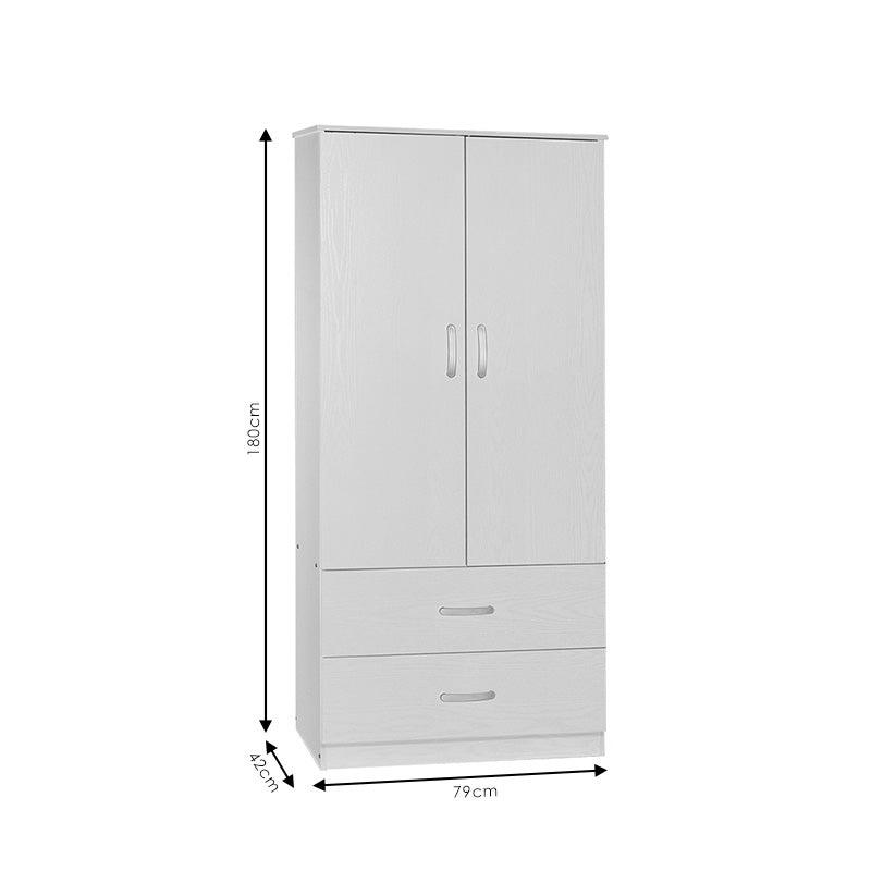 Dulap Zelia cu 2 usi si sertare, 79x42x180 cm - Natural