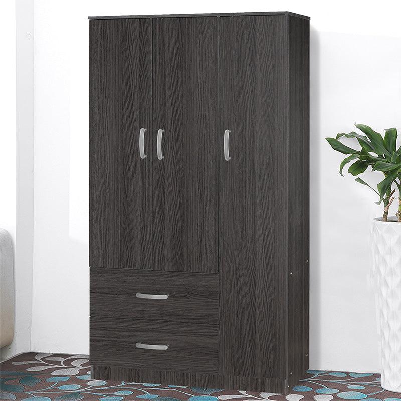 Dulap Zelia cu 2 usi si sertare, 90x42x180 cm - Negru