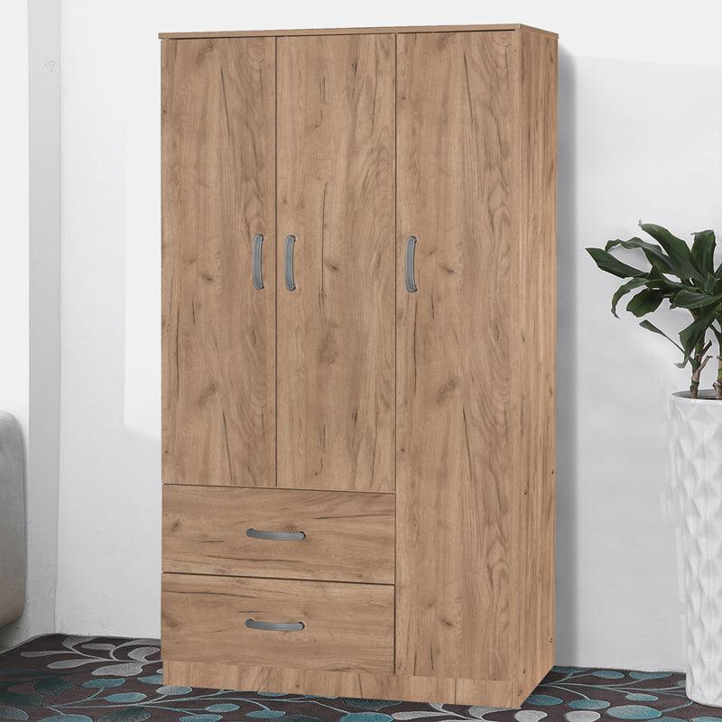 Dulap Zelia cu 2 usi si sertare, 90x42x180 cm - Natural