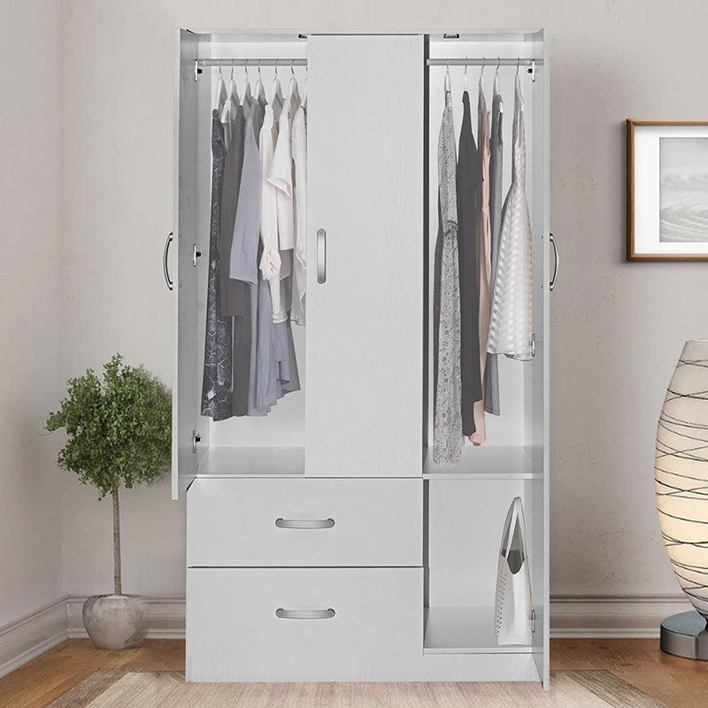 Dulap Zelia cu 2 usi si sertare, 90x42x180 cm - Alb