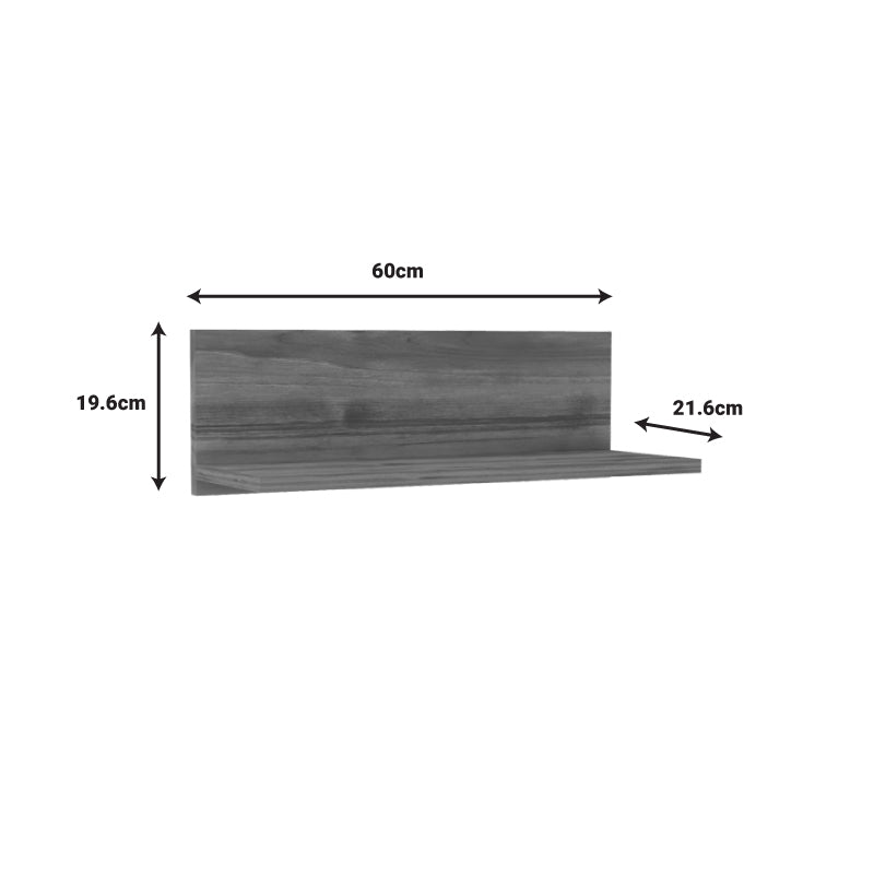Fane raft perete, Alb - Nuc, 60x22x20 cm - Nuc