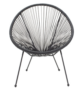 Fotoliu Acapulco metal negru- pe negru, 71x76x85 cm