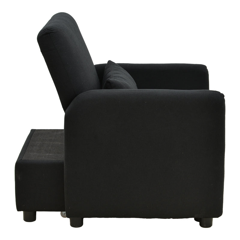 fotoliu-bed Flexa stofă, Gri - Negru, 85x92x84 cm - Negru