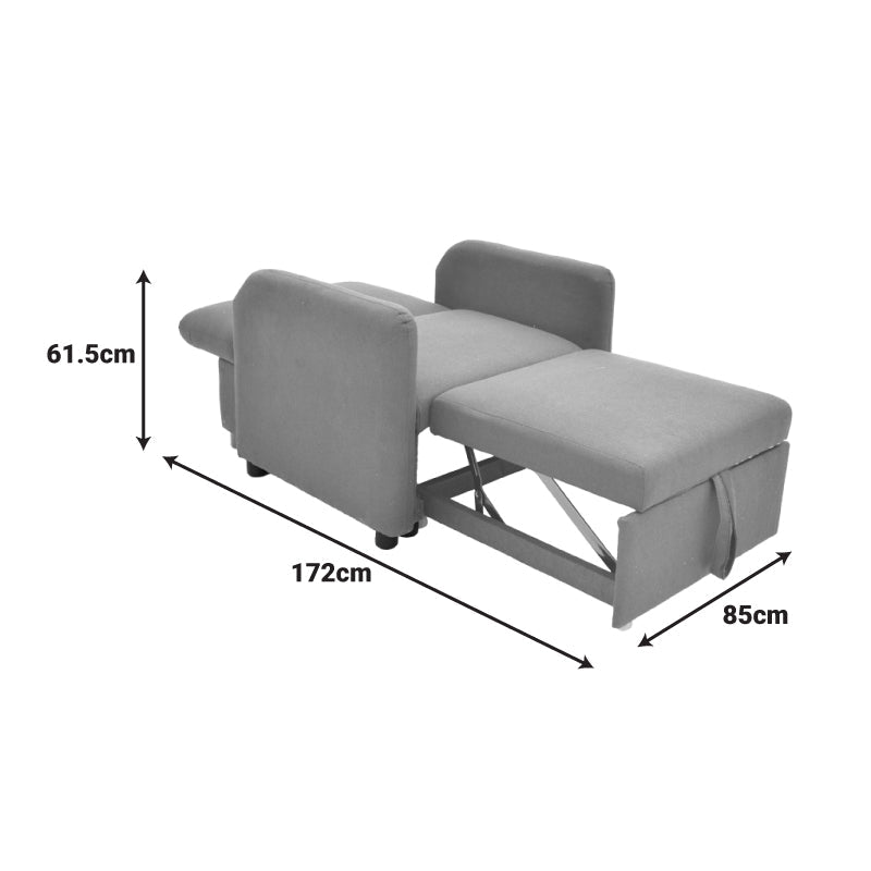 fotoliu-bed Flexa stofă, Gri - Negru, 85x92x84 cm - Negru
