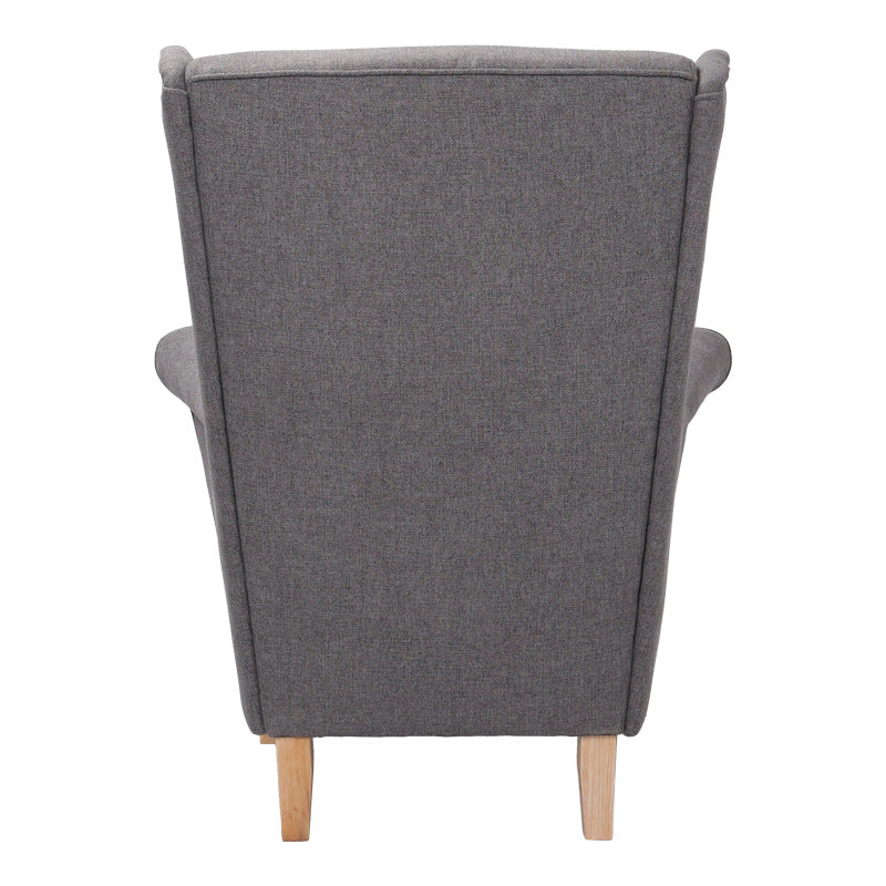 Fotoliu Bergère cu picioare din lemn Malei, Bej - Gri, 85x93x100 cm - Gri
