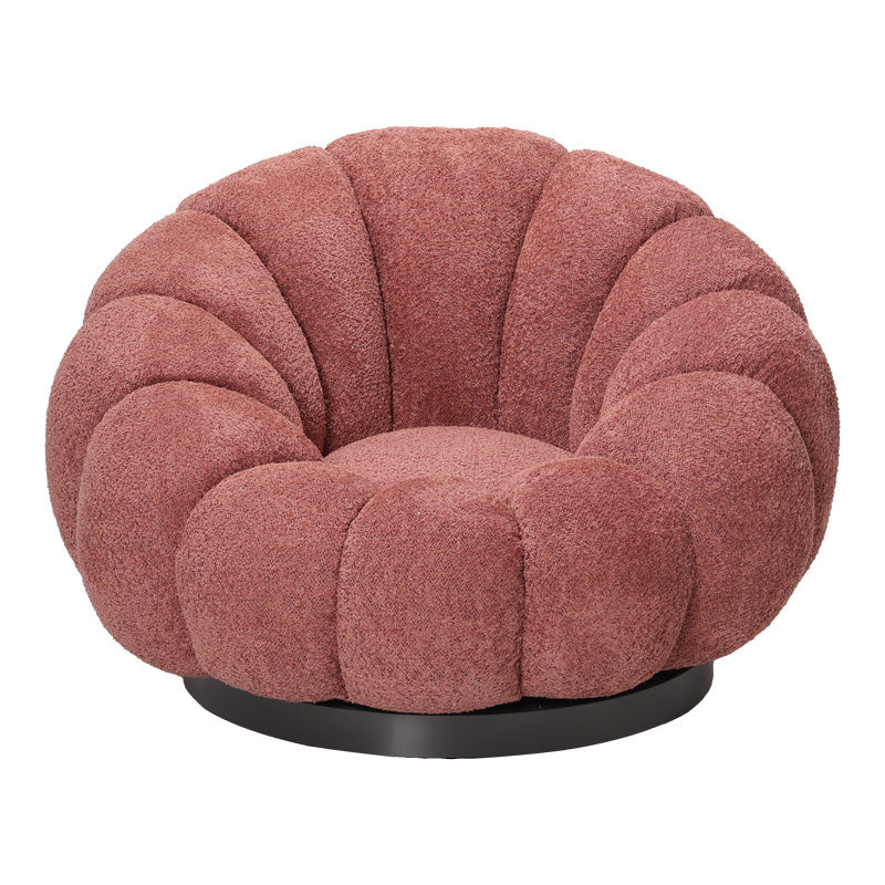 Fotoliu cu functie de pivotare Nester, Boucle, Mar Piersicat, Roz, 98x97x69 cm