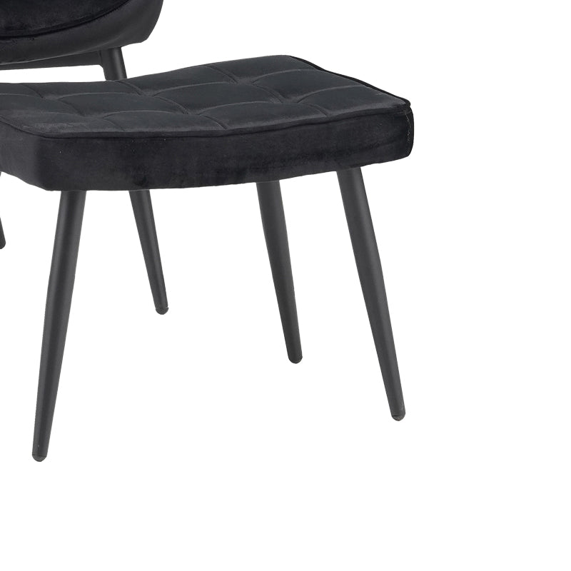 Fotoliu cu taburet Dorita catifea, neagra, 68x76x103 cm