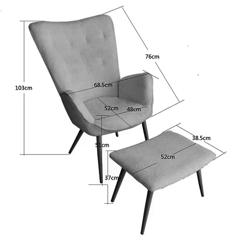 Fotoliu cu taburet Dorita catifea, neagra, 68x76x103 cm