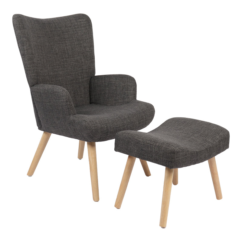 Fotoliu cu taburet Gerlina, Picioare lemn natural, Diverse culori, 71x64x94 cm - Fotoliu cu taburet Gerlina, Picioare lemn natural, Diverse culori, 71x64x94 cm
