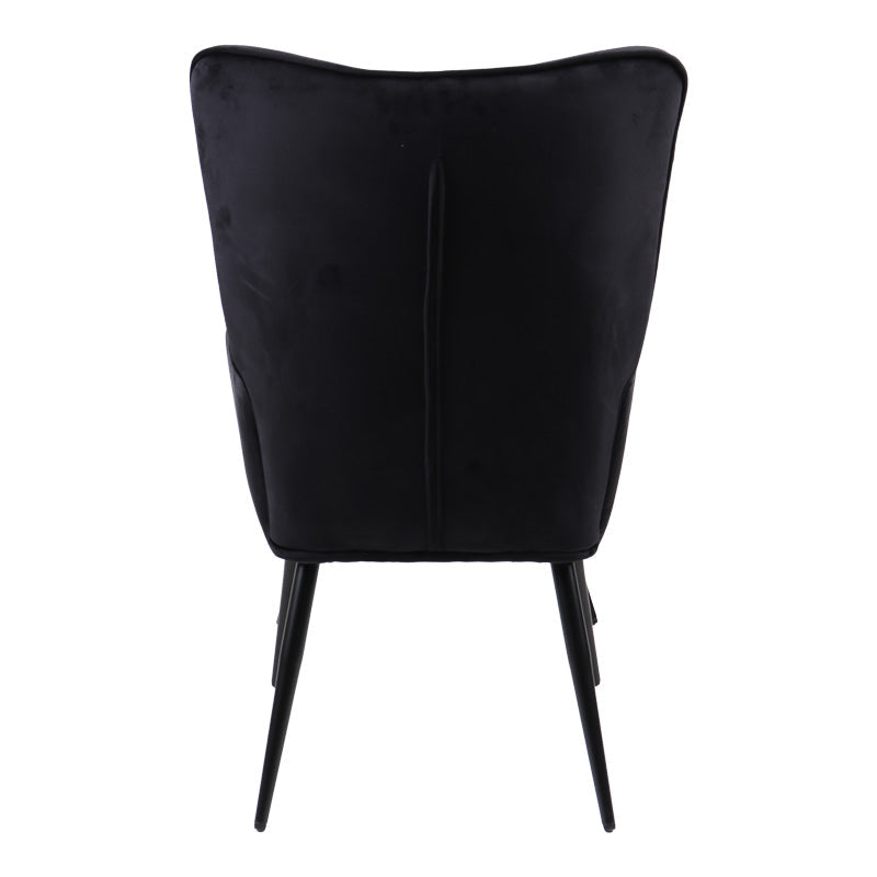 Fotoliu cu taburet Siella, Catifea, metal, Negru, 59x67x94 cm