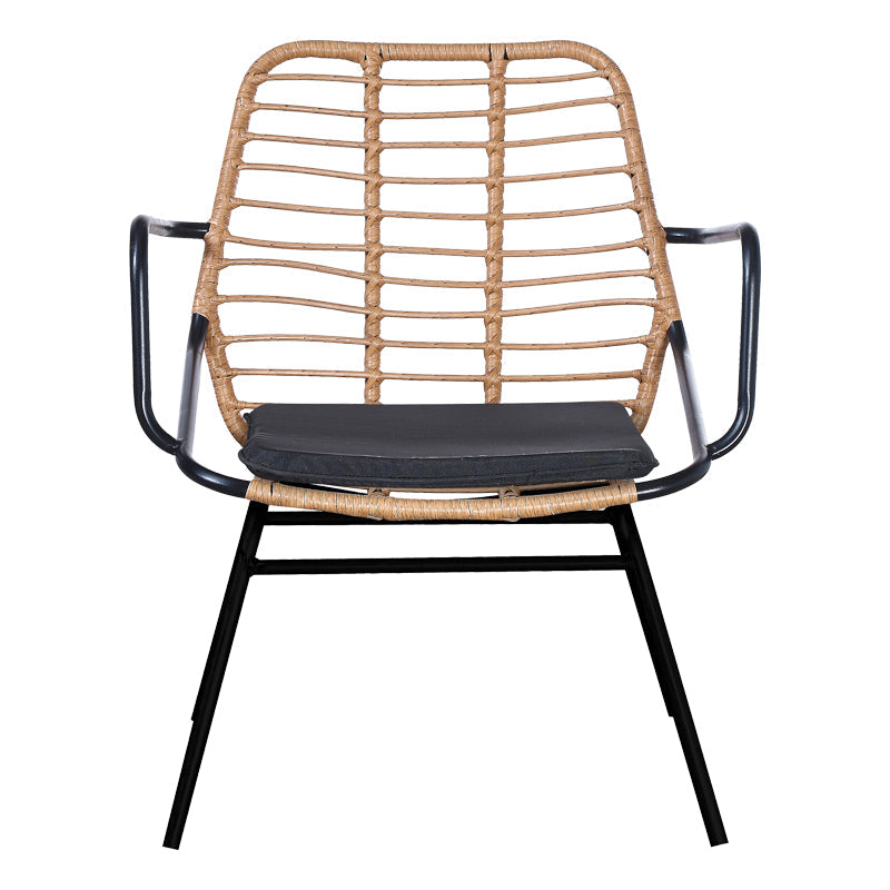Fotoliu de gradina Naoki cu perna pe picior Natural-metal, negru, 58x63x81 cm