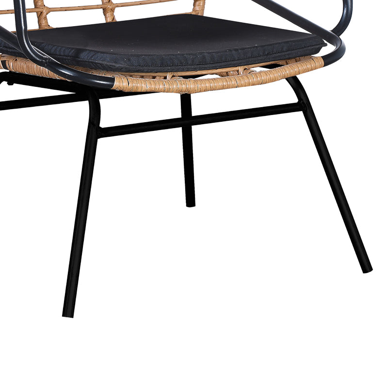 Fotoliu de gradina Naoki cu perna pe picior Natural-metal, negru, 58x63x81 cm