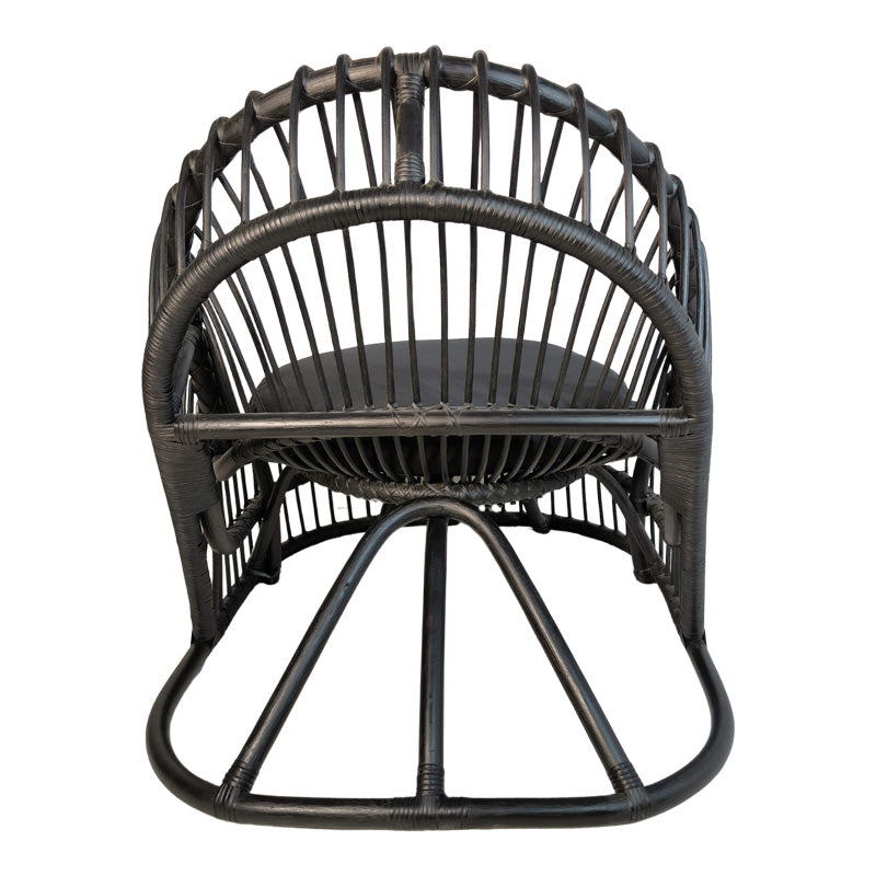 Fotoliu de relaxare Tromso, rattan negru, perna, Natural - Negru, 80x85x98 cm - Negru