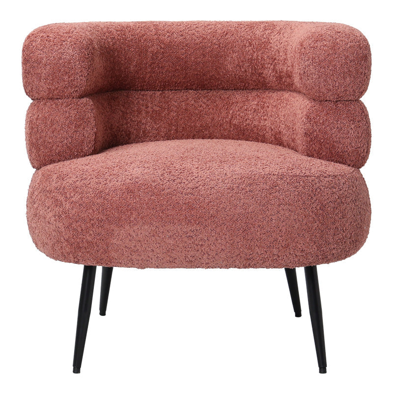 Fotoliu Foleja, Boucle, Design în culoarea marului stricat, Roz, 76x75x72 cm