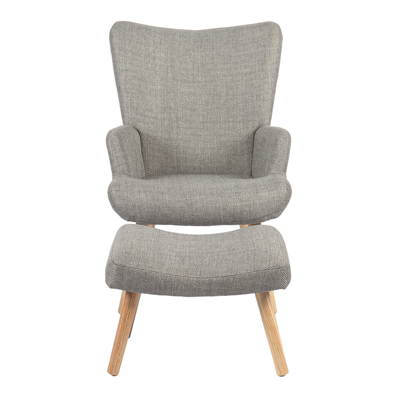 Fotoliu cu taburet Gerlina, Picioare lemn natural, Diverse culori, 71x64x94 cm - Gri deschis