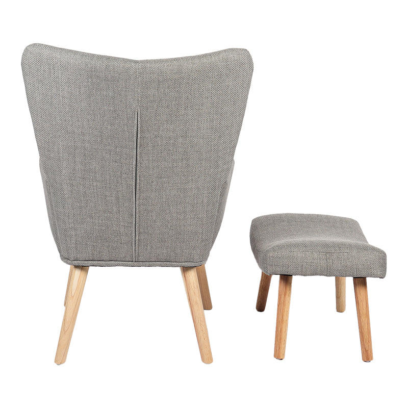 Fotoliu cu taburet Gerlina, Picioare lemn natural, Diverse culori, 71x64x94 cm - Gri deschis