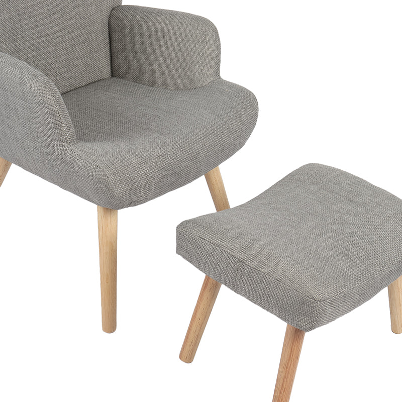 Fotoliu cu taburet Gerlina, Picioare lemn natural, Diverse culori, 71x64x94 cm - Gri deschis