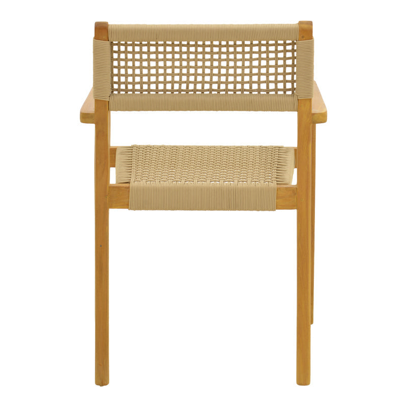 Fotoliu Lengan, lemn teak, cu detalii din frânghie bej, 54x52x80 cm