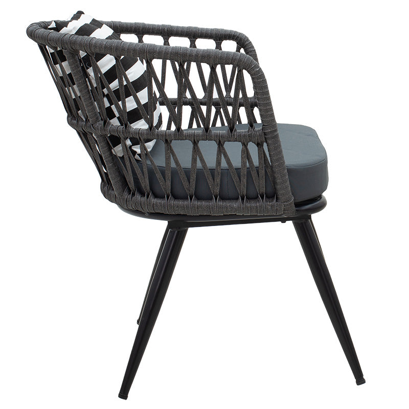 Fotoliu Naoki metal negru-pe Gri-perna, negru/alb, 65x62x77 cm