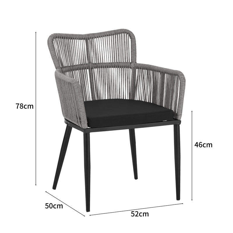 Fotoliu Naoki pe rattan - metal cu finisaj Natural si picioare/perna, negre, 59x62x78 cm
