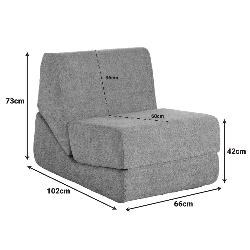 Fotoliu-Pat cu functie extensibila Ferderina, Gri Închis, 66x102x73 cm
