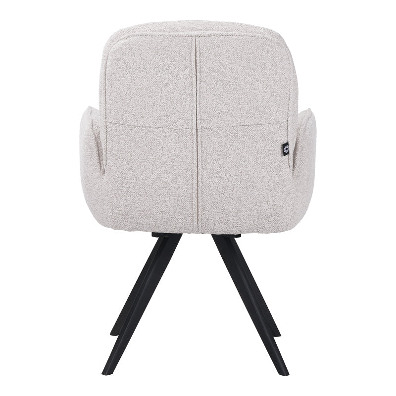 Fotoliu pivotant cu funcție Novo, Stil Modern, Material Bouclé Alb, Picioare Metal, Negru, 66x60x90 cm - BLACK-WHITE