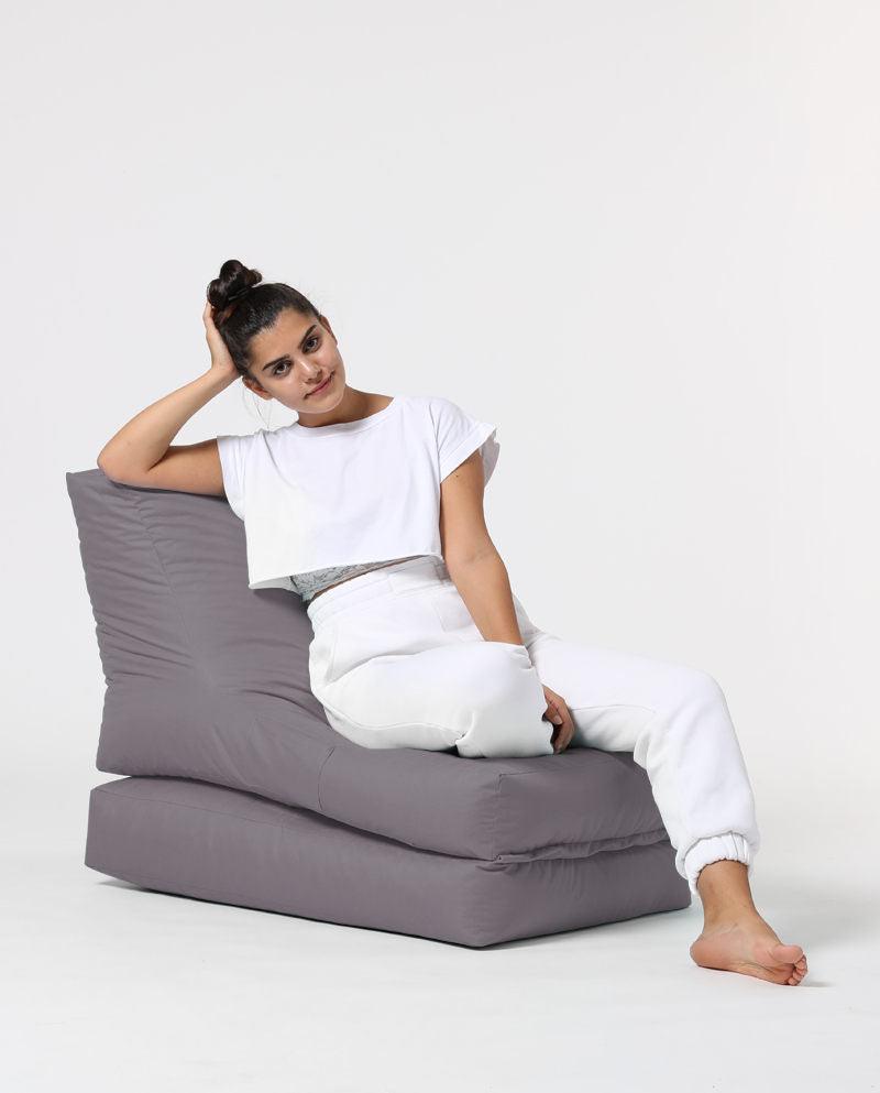 Fotoliu Puf Extensibil, Garden Bean Bag Large, 55x40x40 cm - Gri deschis