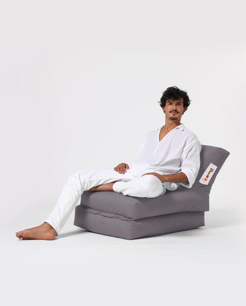 Fotoliu Puf Extensibil, Garden Bean Bag Large, 55x40x40 cm - Gri deschis