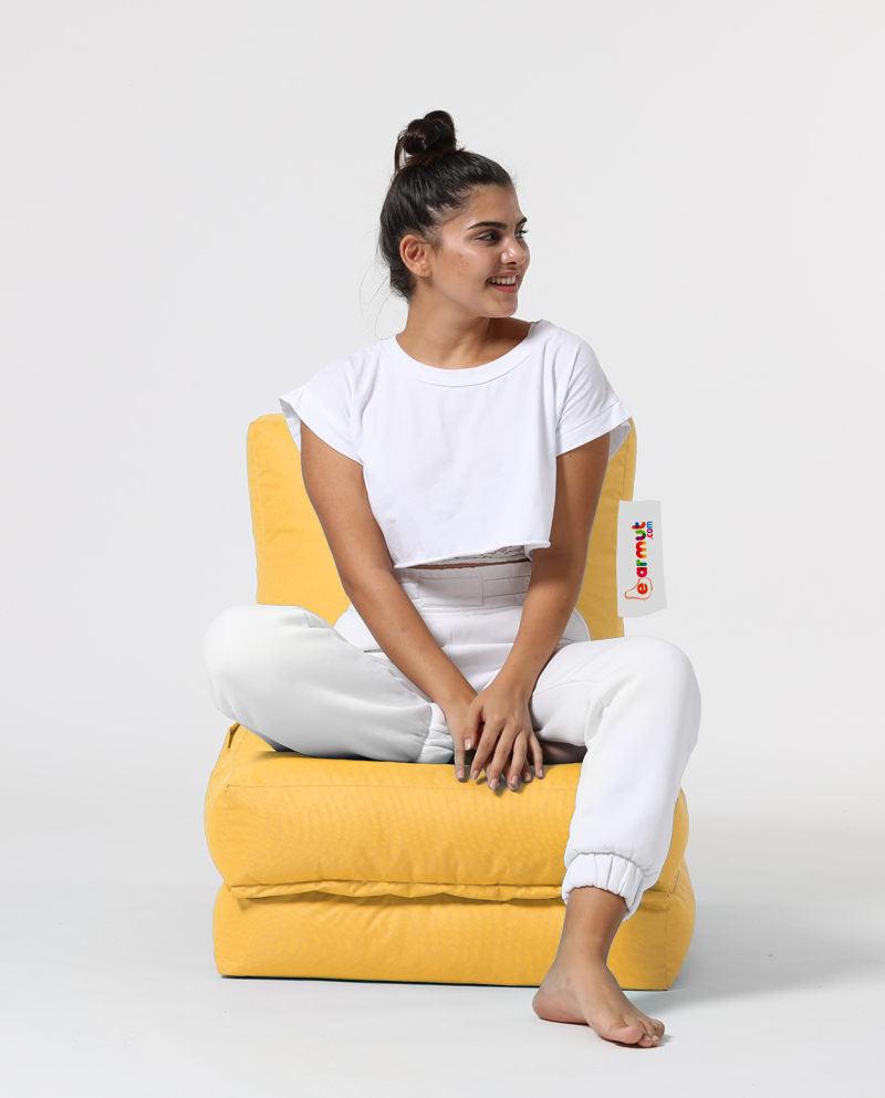 Fotoliu Puf Extensibil, Garden Bean Bag Large, 55x40x40 cm - Galben