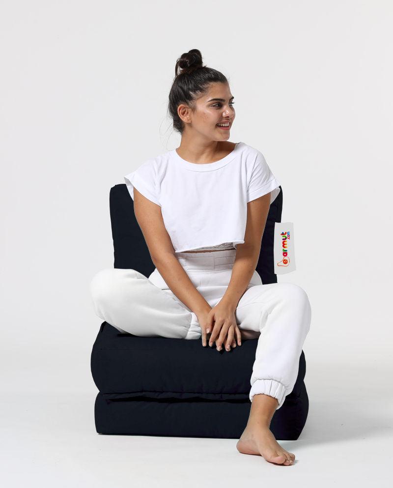 Fotoliu Puf Extensibil, Garden Bean Bag Large, 55x40x40 cm - Negru