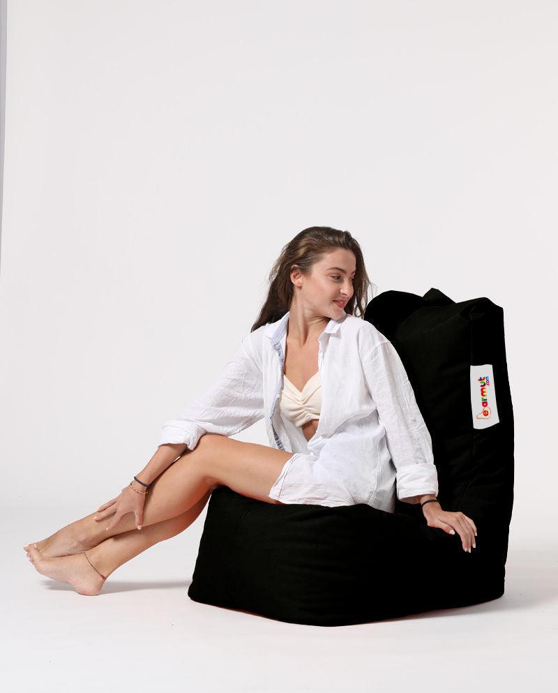 Fotoliu Puf tip Para Gradina, Garden Bean Bag Lounge, 60x90x35 cm - Negru