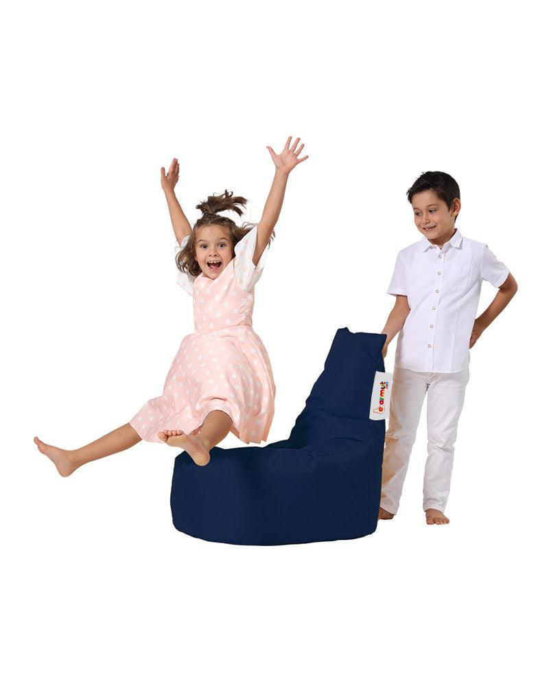 Fotoliu Puf tip Sac pentru Copii, Garden Bean Bag, 70x70x35 cm - Albastru inchis