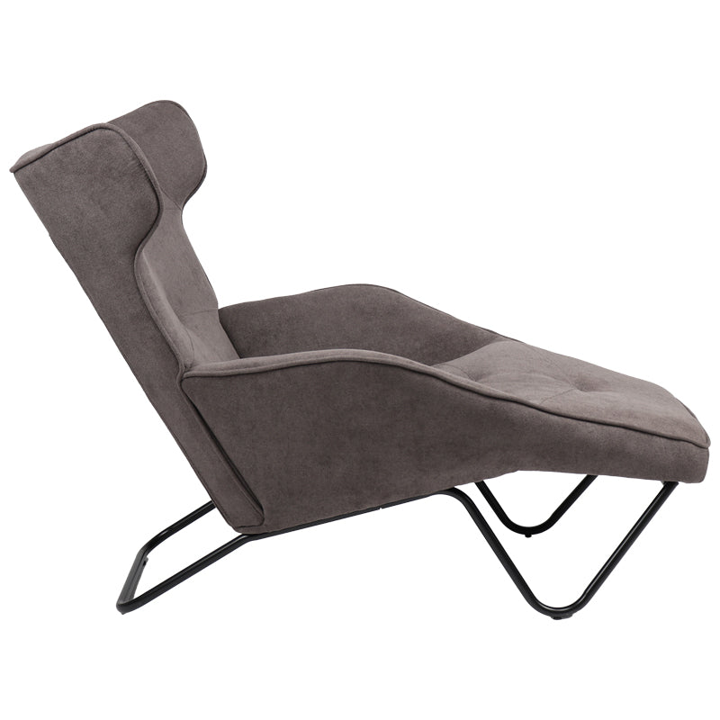Fotoliu Relax Totely din tesatura de Gri si metal negru cu picior, negru, 74x122x90 cm