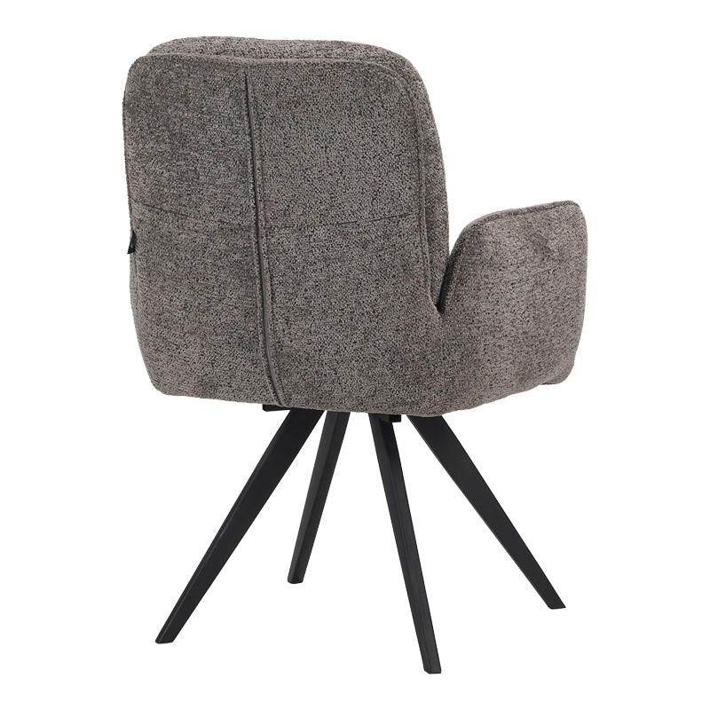 Fotoliu pivotant cu funcție Novo, Stil Modern, Material Bouclé Alb, Picioare Metal, Negru, 66x60x90 cm - BLACK - GREY