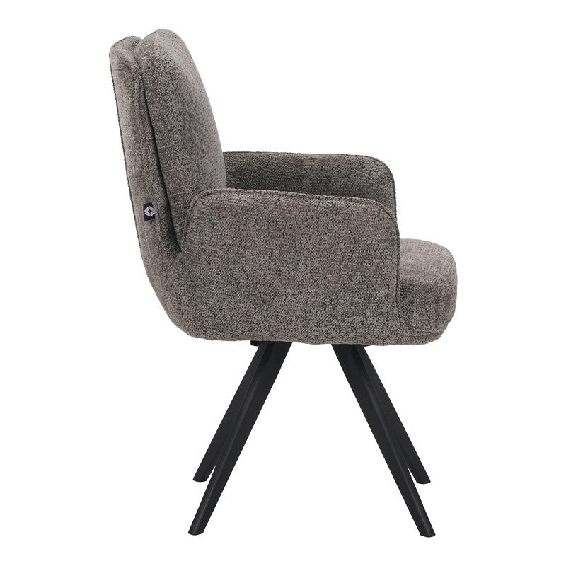 Fotoliu pivotant cu funcție Novo, Stil Modern, Material Bouclé Alb, Picioare Metal, Negru, 66x60x90 cm - BLACK - GREY
