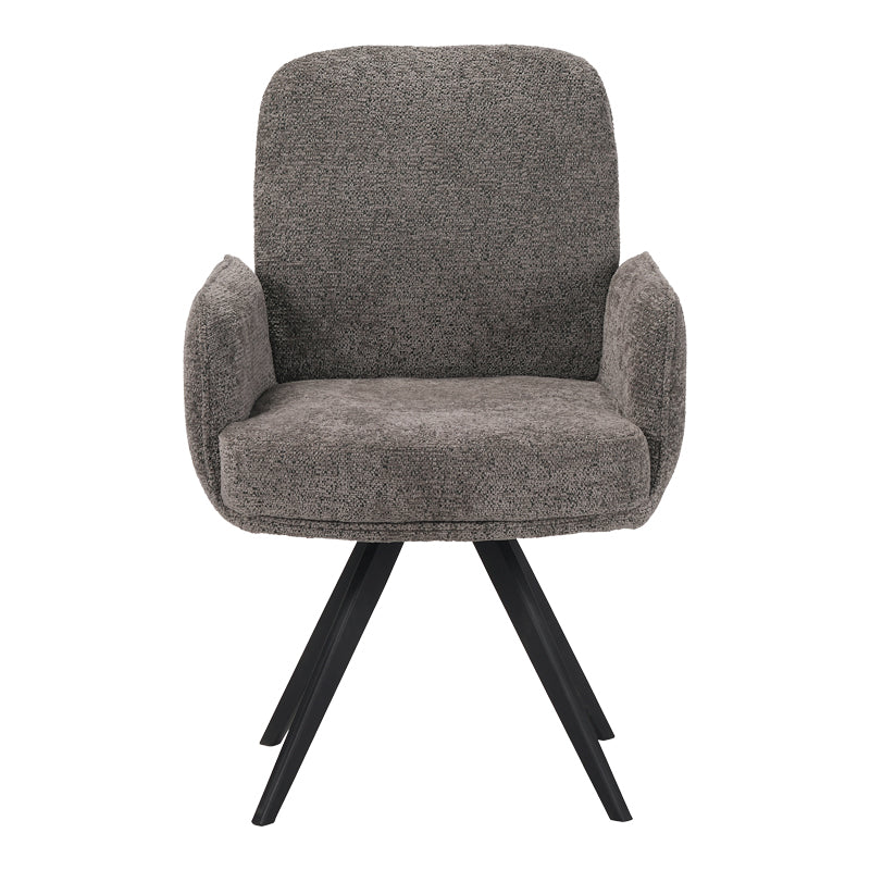 Fotoliu pivotant cu funcție Novo, Stil Modern, Material Bouclé Alb, Picioare Metal, Negru, 66x60x90 cm - BLACK - GREY