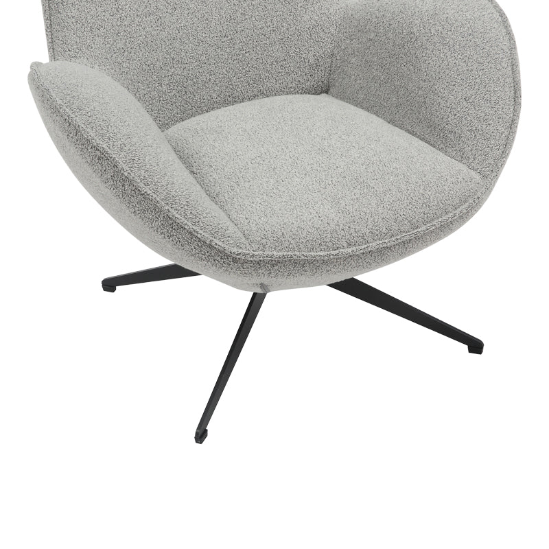 Fotoliu rotativ Flago boucle tesatura, Gri deschis, 85x88x104 cm