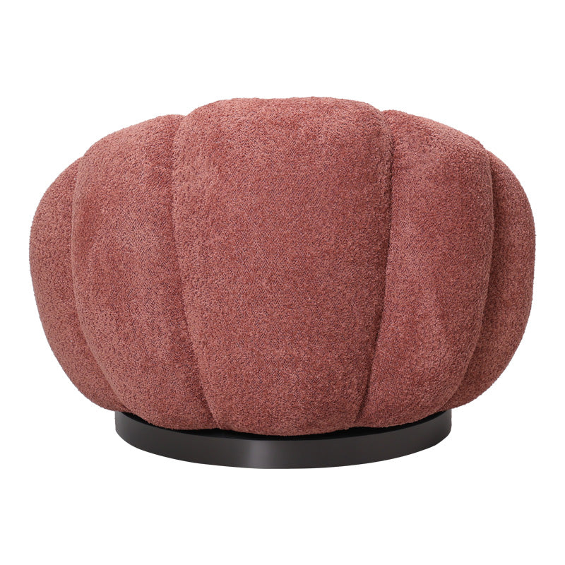 Fotoliu swivel cu taburet Nester, Boucle, Mar Putred, Roz, 98x97x69 cm
