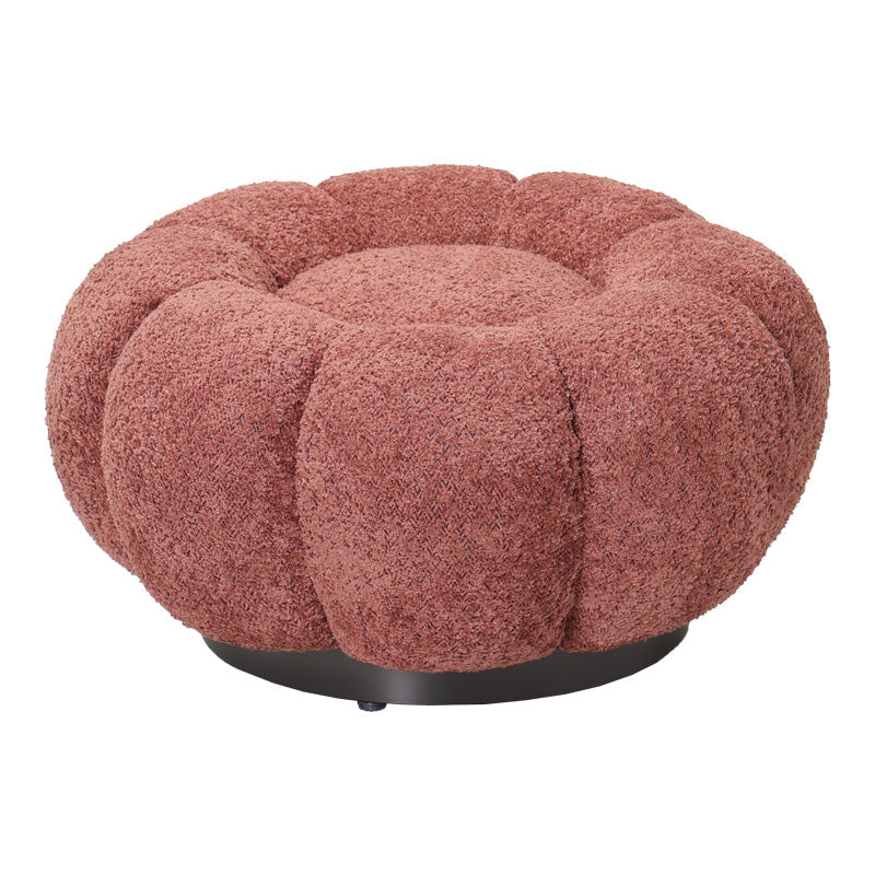 Fotoliu swivel cu taburet Nester, Boucle, Mar Putred, Roz, 98x97x69 cm