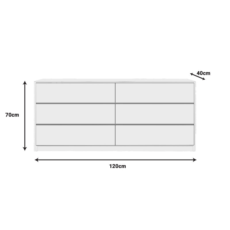 Comoda Kuanger cu sertare, Alb - Stejar, 120x40x70 cm - Alb