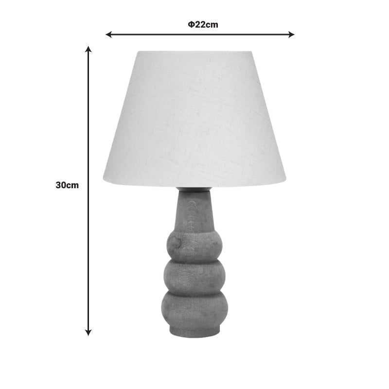 Lampa de Masa Cabini lemn de fag si tesatura, crem, 22x22x30 cm