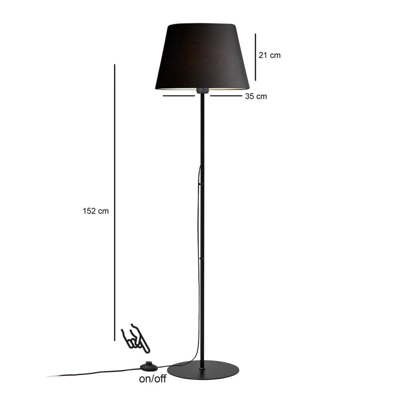 Lampa de podea Lumider din tesatura-metal, neagra, D35x152 cm